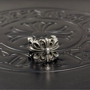 Chrome Hearts Double Floral Adjustable Ring Size 5 US 925 Silver
